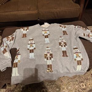QUEEN OF SPARKLES Gray Nutcracker Sweater